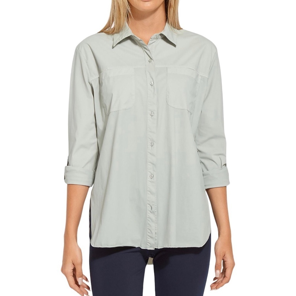 LYSSE Camper Sporty Button Down Shirt In Morning Dew